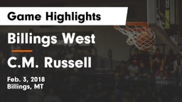 Billings West  vs C.M. Russell  Game Highlights - Feb. 3, 2018