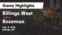Billings West  vs Bozeman  Game Highlights - Feb. 8, 2018