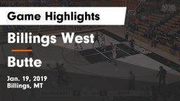 Billings West  vs Butte  Game Highlights - Jan. 19, 2019