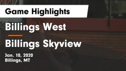Billings West  vs Billings Skyview  Game Highlights - Jan. 10, 2020