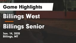 Billings West  vs Billings Senior  Game Highlights - Jan. 14, 2020