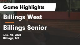 Billings West  vs Billings Senior  Game Highlights - Jan. 30, 2020