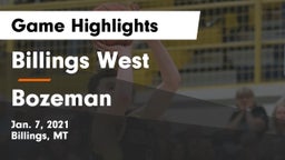 Billings West  vs Bozeman  Game Highlights - Jan. 7, 2021