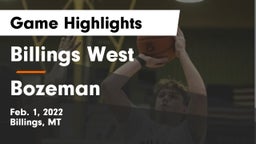 Billings West  vs Bozeman  Game Highlights - Feb. 1, 2022