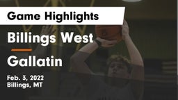 Billings West  vs Gallatin  Game Highlights - Feb. 3, 2022