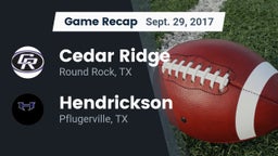 Recap: Cedar Ridge  vs. Hendrickson  2017