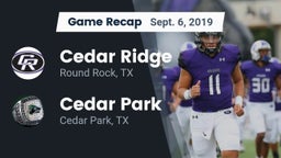 Recap: Cedar Ridge  vs. Cedar Park  2019