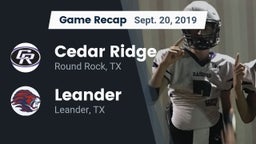 Recap: Cedar Ridge  vs. Leander  2019