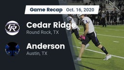 Recap: Cedar Ridge  vs. Anderson  2020