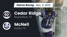 Recap: Cedar Ridge  vs. McNeil  2022