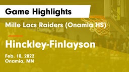 Mille Lacs Raiders (Onamia HS) vs Hinckley-Finlayson  Game Highlights - Feb. 10, 2022