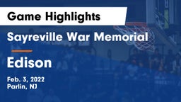 Sayreville War Memorial  vs Edison  Game Highlights - Feb. 3, 2022