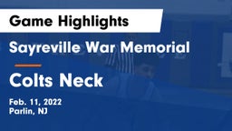 Sayreville War Memorial  vs Colts Neck  Game Highlights - Feb. 11, 2022