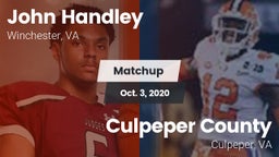 Matchup: John Handley High vs. Culpeper County  2020