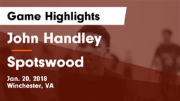 John Handley  vs Spotswood  Game Highlights - Jan. 20, 2018
