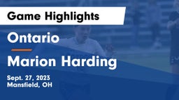 Ontario  vs Marion Harding  Game Highlights - Sept. 27, 2023