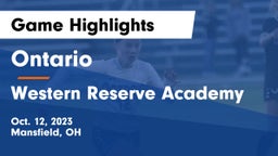 Ontario  vs Western Reserve Academy Game Highlights - Oct. 12, 2023