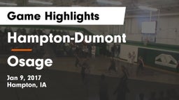 Hampton-Dumont  vs Osage  Game Highlights - Jan 9, 2017