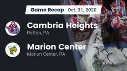 Recap: Cambria Heights  vs. Marion Center  2020