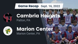 Recap: Cambria Heights  vs. Marion Center  2022