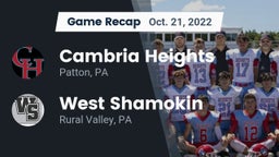 Recap: Cambria Heights  vs. West Shamokin  2022