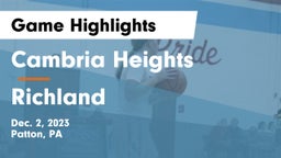 Cambria Heights  vs Richland  Game Highlights - Dec. 2, 2023