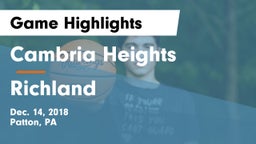 Cambria Heights  vs Richland  Game Highlights - Dec. 14, 2018