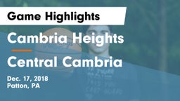 Cambria Heights  vs Central Cambria  Game Highlights - Dec. 17, 2018