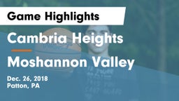 Cambria Heights  vs Moshannon Valley  Game Highlights - Dec. 26, 2018