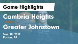 Cambria Heights  vs Greater Johnstown  Game Highlights - Jan. 18, 2019
