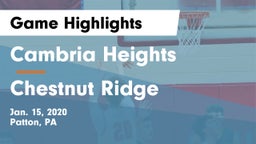 Cambria Heights  vs Chestnut Ridge  Game Highlights - Jan. 15, 2020
