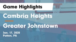 Cambria Heights  vs Greater Johnstown  Game Highlights - Jan. 17, 2020