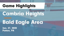 Cambria Heights  vs Bald Eagle Area  Game Highlights - Jan. 27, 2020