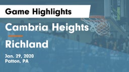 Cambria Heights  vs Richland  Game Highlights - Jan. 29, 2020