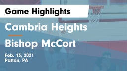 Cambria Heights  vs Bishop McCort  Game Highlights - Feb. 13, 2021