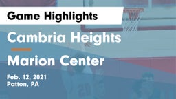 Cambria Heights  vs Marion Center  Game Highlights - Feb. 12, 2021