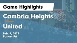 Cambria Heights  vs United  Game Highlights - Feb. 7, 2023