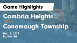Cambria Heights  vs Conemaugh Township  Game Highlights - Dec. 2, 2023