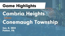 Cambria Heights  vs Conemaugh Township  Game Highlights - Jan. 8, 2024