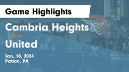 Cambria Heights  vs United  Game Highlights - Jan. 18, 2024