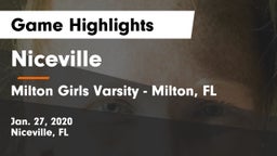 Niceville  vs Milton Girls Varsity  - Milton, FL Game Highlights - Jan. 27, 2020