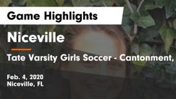 Niceville  vs Tate  Varsity Girls Soccer - Cantonment, FL Game Highlights - Feb. 4, 2020