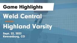 Weld Central  vs Highland  Varsity  Game Highlights - Sept. 22, 2022