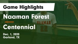 Naaman Forest  vs Centennial  Game Highlights - Dec. 1, 2020
