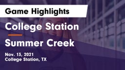 College Station  vs Summer Creek  Game Highlights - Nov. 13, 2021