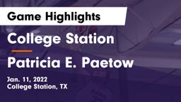 College Station  vs Patricia E. Paetow  Game Highlights - Jan. 11, 2022