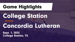 College Station  vs Concordia Lutheran  Game Highlights - Sept. 1, 2023