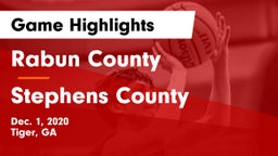 Rabun County  vs Stephens County  Game Highlights - Dec. 1, 2020
