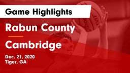 Rabun County  vs Cambridge  Game Highlights - Dec. 21, 2020