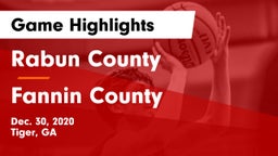 Rabun County  vs Fannin County  Game Highlights - Dec. 30, 2020